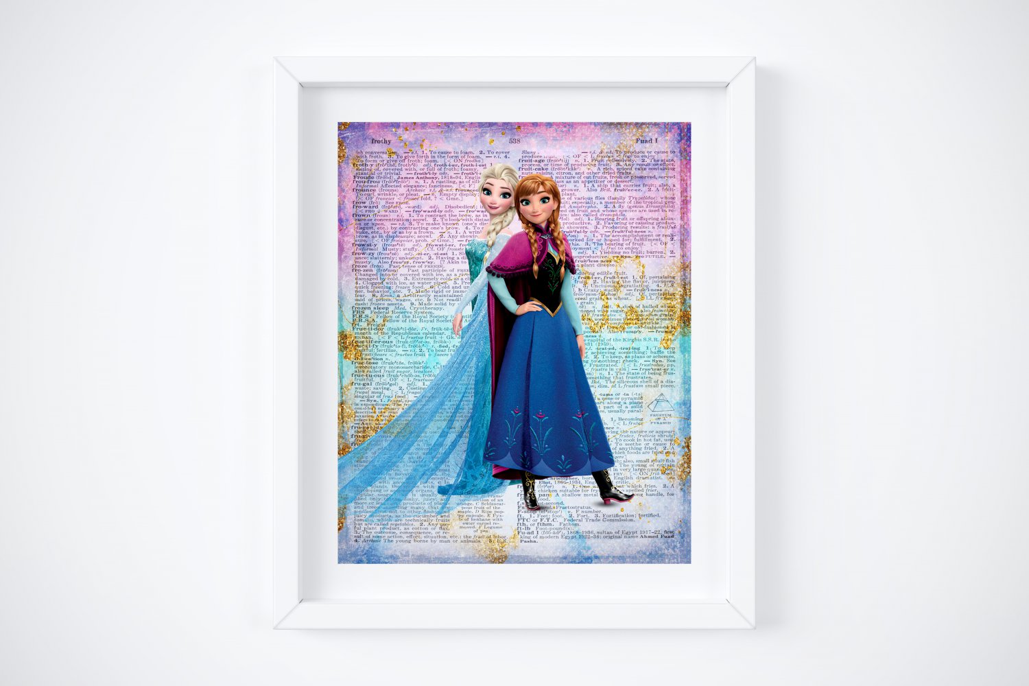 Frozen ~ Elsa & Anna Dictionary Digital Art Print ~ 8" x 10"