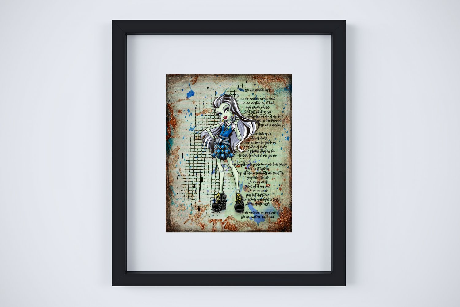 Frankie Stein ~ Monster High Layered Digital Art Print ~ 8" x 10"