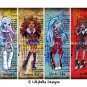 Monster High Girls ~ 12 Digital Art Bookmarks ~ with names
