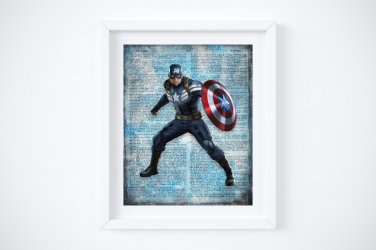 Captain America ~ Marvel Dictionary Digital Art Print ~ 8" x 10"
