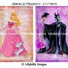 Aurora and Maleficent Dictionary Digital Art Prints ~ 5" x 7" ~ Sleeping Beauty ~ Good & Evil