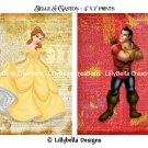 Belle and Gaston Dictionary Digital Art Prints ~ 5" x 7" ~ Beauty and the Beast ~ Good & Evil