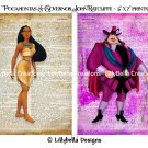 Pocahontas and Governor John Ratcliffe Dictionary Digital Art Prints ~ 5" x 7" ~ Good & Evil