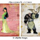 Mulan and Shan Yu Dictionary Digital Art Prints ~ 5" x 7" ~ Good & Evil