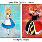 Alice and Red Queen Dictionary Digital Art Prints ~ 5" x 7" ~ Good & Evil, Alice in Wonderland