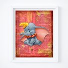 Dumbo ~ Dictionary Digital Art Print ~ 8" x 10" Elephant Fly, Circus