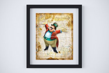 The Ringmaster - Dumbo ~ Dictionary Digital Art Print ~ 8" x 10" Elephant Fly, Circus