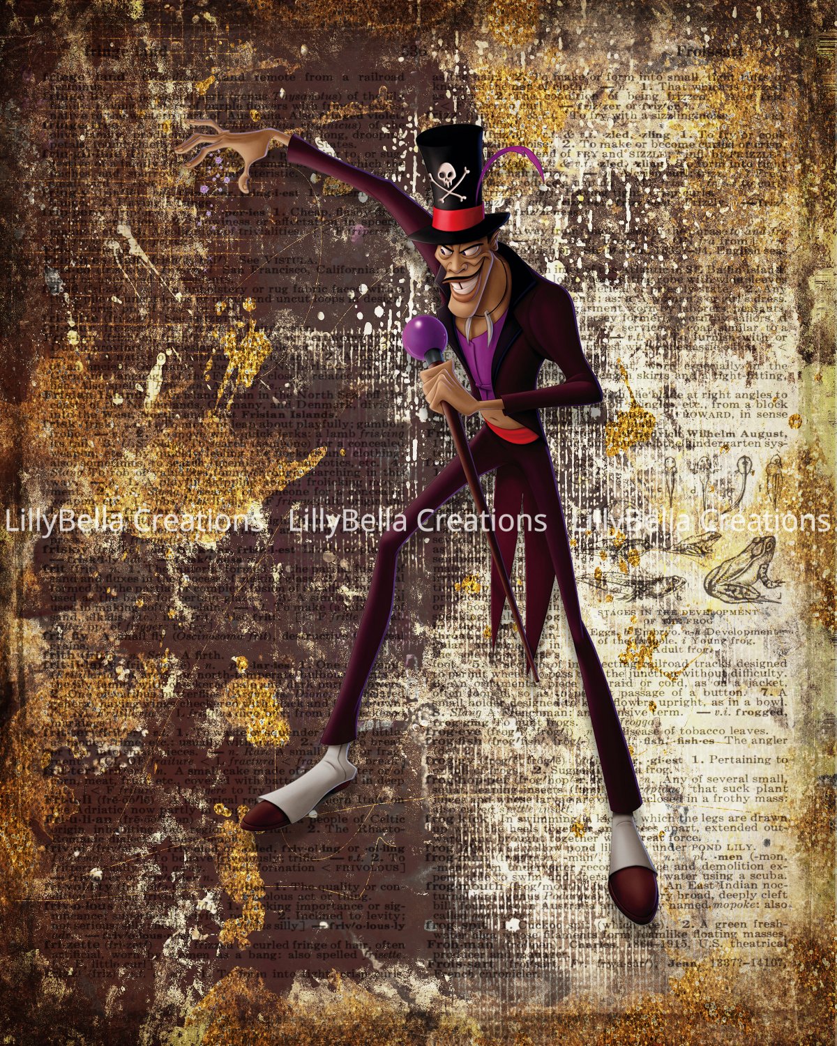 Doctor Facilier ~ Princess And The Frog Dictionary Digital Art Print