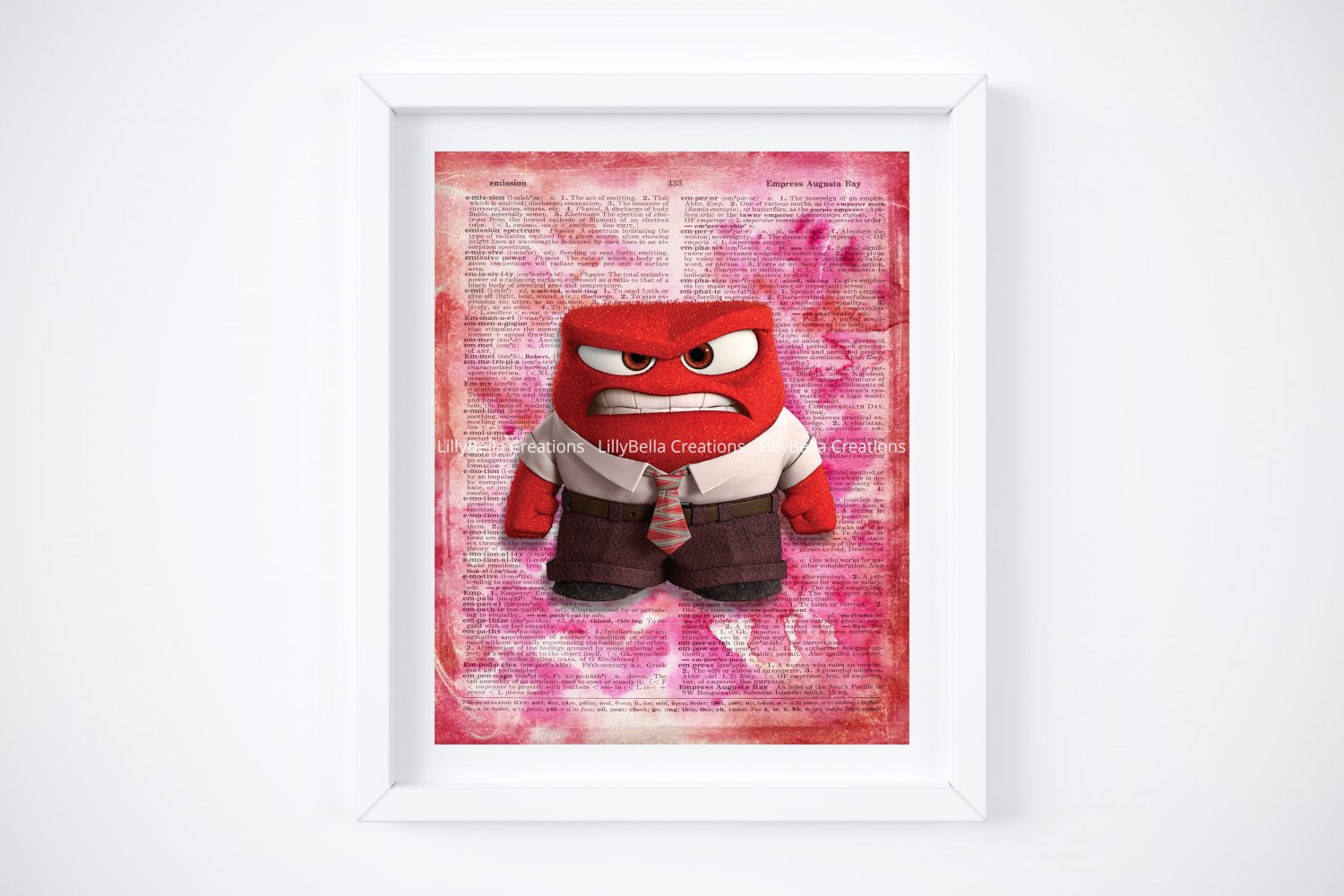 Inside Out ~ Dictionary Digital Art Print ~ 8" x 10" ~ Joy Sadness Disgust Anger Fear