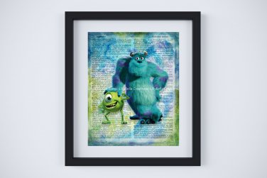 Monsters Inc Dictionary Digital Art Print ~ 8" x 10" ~ Mike & Sully