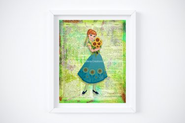 Frozen Fever ~ Anna Dictionary Digital Art Print ~ 8" x 10"