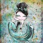 Mermaid Dictionary Digital Art Prints ~ 8" x 10" Mermaid Kisses and Starfish Wishes - Audrey style