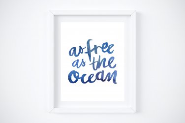 2 Ocean & Beach Watercolor Quote Art Prints: 8" x 10"