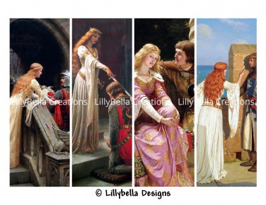 Edmund Blair Leighton ~ 16 Layered Digital Art Bookmarks ~ 2.5" x 7"