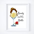 Drunk Belle ~ Beauty and the Beast Watercolor Wine with Quote 8" x 10" + Greeting Card