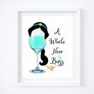 Drunk Jasmine ~ Aladdin Watercolor Wine with Quote 8" x 10" + Greeting Card