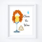 Drunk Merida ~ Brave Watercolor Wine with Quote 8" x 10" + Greeting Card