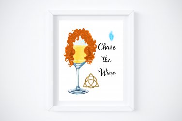Drunk Merida ~ Brave Watercolor Wine with Quote 8" x 10" + Greeting Card