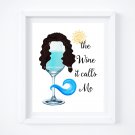 Drunk Moana ~ Watercolor Wine with Quote 8" x 10" + Greeting Card
