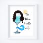 Drunk Moana ~ Watercolor Wine with Quote 8" x 10" + Greeting Card