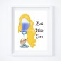 Drunk Rapunzel ~ Tangled Watercolor Wine with Quote 8" x 10" + Greeting Card