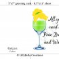 Drunk Tinkerbell ~ Peter Pan Watercolor Wine with Quote 8" x 10" + Greeting Card