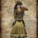 Steampunk Victorian Lady Digital Art Prints ~ 8" x 10" - 4 prints - Customize hair and/or skin color