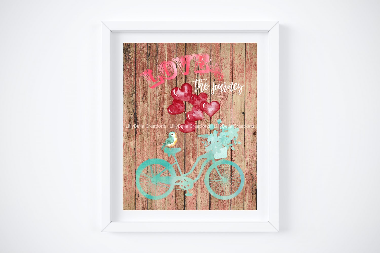 Bicycle - Love the Journey Digital Art Print ~ 8" x 10" ~ 3 Different Backgrounds!