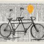 Tandem Bicycle - Dictionary Digital Art Print ~ 10" x 8" ~ Bicycle built for two