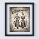 Bicycle - Retro Vintage Women Ad Ephemera Digital Art Print ~ 11" x 14"