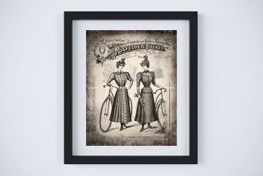 Bicycle - Retro Vintage Women Ad Ephemera Digital Art Print ~ 11" x 14"