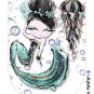 Mermaid Birthday Banner Digital Art Print ~ 7" x 10.5" ~ Personalized ~ Audrey style Mermaid