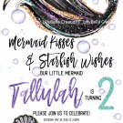 Mermaid Birthday Invitation Digital Art Print ~ 5" x 7" ~ Personalized ~ Audrey style Mermaid