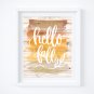 Hello Fall ~ Seasonal Style Watercolor Brush Art Print with Quote: 8" x 10"