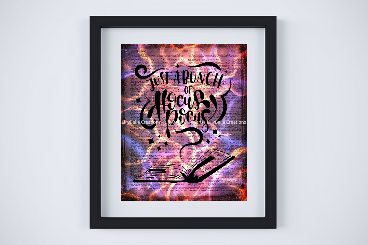 Just a Bunch of Hocus Pocus ~ Dictionary Digital Art Print: 8" x 10" ~ Flames Watercolor ~ Halloween