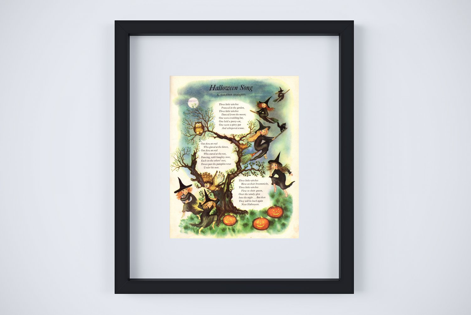 Vintage Halloween Song Poem Art Print - 11" x 14"