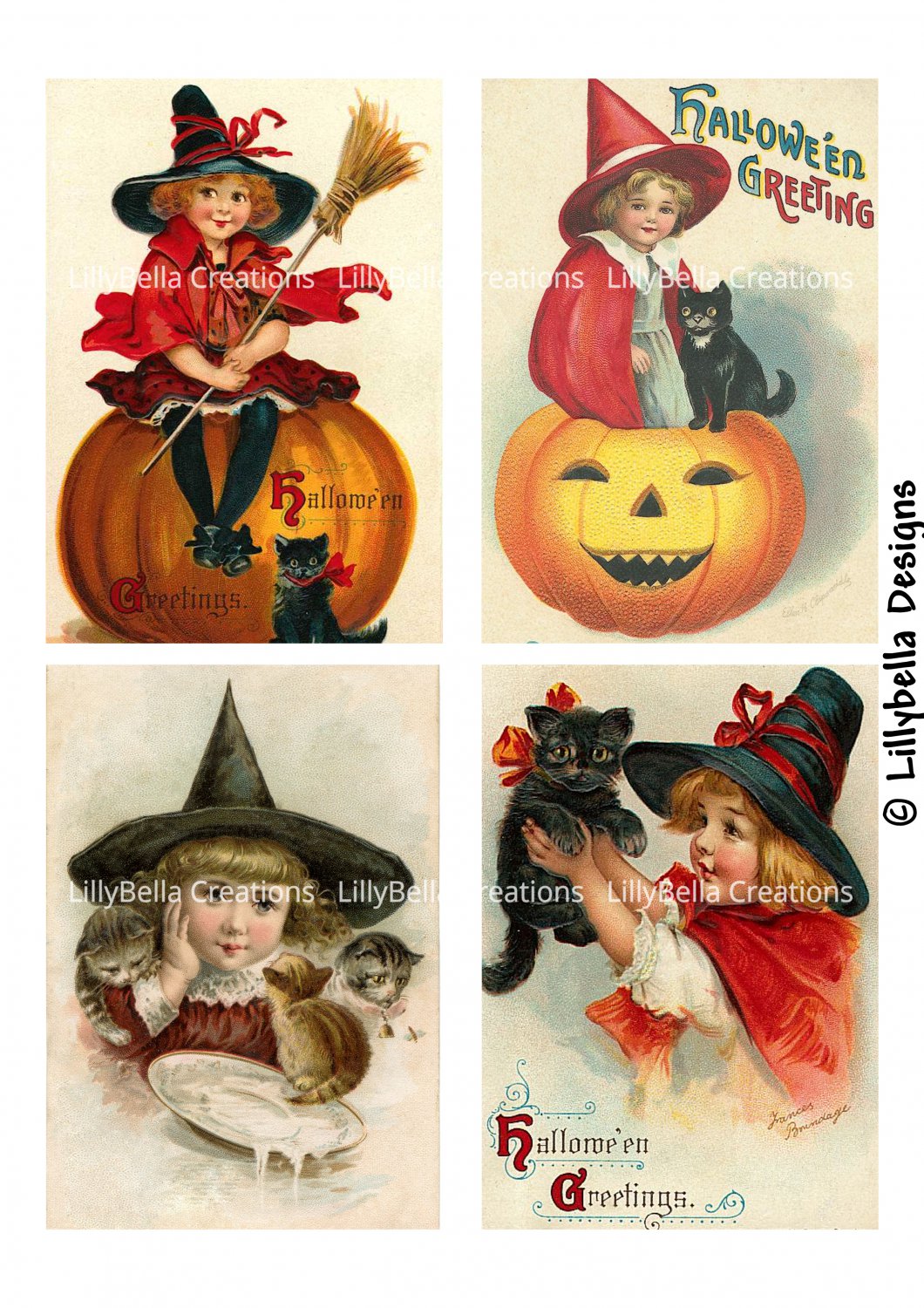 Vintage Halloween 3.5 x 5 inch Color Postcards - Vintage Stamped or Plain - 16 total
