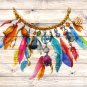 4 BOHO Watercolor Art Prints: 10" x 8" (Colorful Feathers & Word Art)