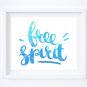 4 BOHO Watercolor Art Prints: 10" x 8" (Colorful Feathers & Word Art)