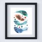 6 BOHO Watercolor Art Prints: 8" x 10" (Feathers, Skull & My Tribe is My Vibe (Word Art)