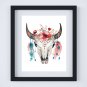 6 BOHO Watercolor Art Prints: 8" x 10" (Feathers, Skull & My Tribe is My Vibe (Word Art)