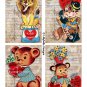 Watercolor Valentine Library Cards - 3.5 x 5" ~ 12 Mixed Media ~ Retro, Vintage cards Pack 1