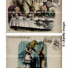 Alice in Wonderland - 5 x 7 inch Color Postcards - Vintage Style - 2 total