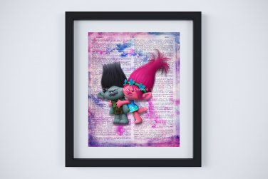 Trolls Movie Dictionary Digital Art Print ~ 8" x 10" ~ Princess Poppy & Branch