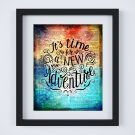 It's Time for a New Adventure ~ Dictionary Digital Art Print: 8" x 10" ~ Rainbow Watercolor