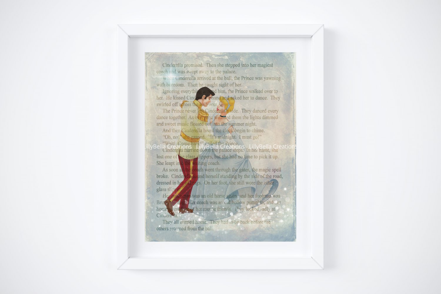 Cinderella & the Prince - Digital Art Prints (Blend & Fade into story): 11" x 14"