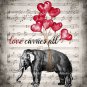 Love Carries All ~ Elephant & Balloons ~ Digital Art Print: 8" x 10" ~ Mixed Media