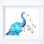 Elephant and Bubbles ~ Watercolor Digital Art Print: 10" x 8"
