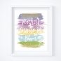 Teachers Inspire Us to Bloom Watercolor Brush Art Print with Quote: 8" x 10"