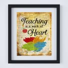Teaching is a Work of Heart ~ Dictionary Digital Art Print ~ 8" x 10"